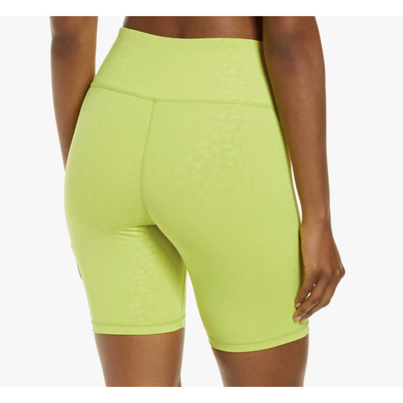 Compression High Waist Biker Short Size 8 Neon Green Leopard IVL Collective NEW - Picture 2 of 8